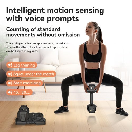 Smart Adjustable Dumbbell Set - Pair with Stand - Quick Adjustment, Secure Grip - Compact Home Gym Training Dumbbells for Men & Women with Voice Reminder & Motion Sensing Functions - 25LB