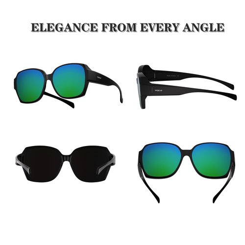 WGKVP Polarized Sunglasses, Lightweight & Impact-Resistant glasses, UV400 Protection glasses for men and women (Matte Black Green)
