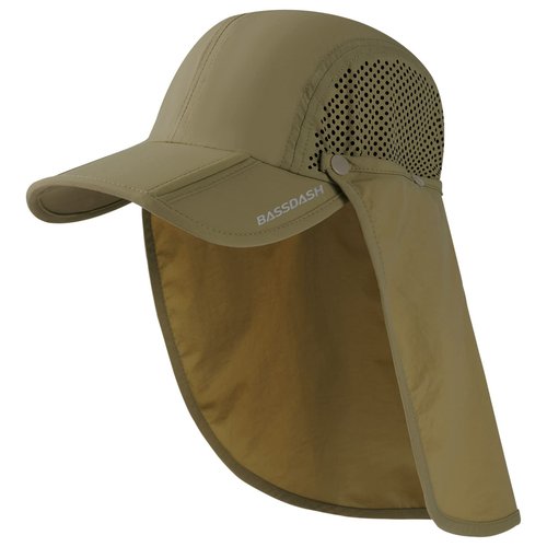 BASSDASH UPF 50+ Foldable Fishing Hat Baseball Cap with Removable Neck Flap Portable for Men Women Golf Hiking