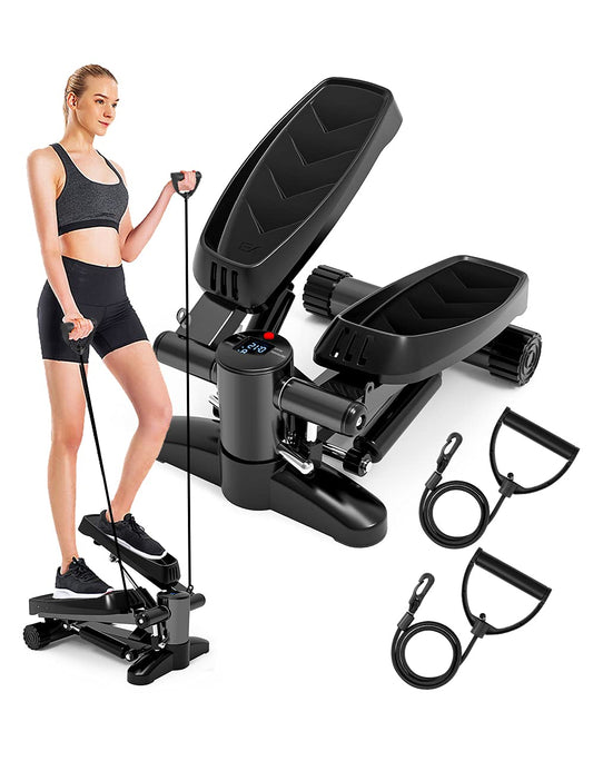 Mini Steppers for Exercise, Portable Mini Stair Stepper Exercise Equipment for Home with Resistance Band & Calories Display & Non-Slip Mat,Aerobic Step Fitness Machines for Office Workout