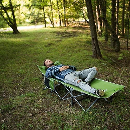 Alpcour Folding Camping Cot – Deluxe Collapsible Single Person Bed in a Bag w/Pillow for Indoor & Outdoor Use – Ultra Lightweight, Comfortable, Heavy Duty Design Holds Adults & Kids Up to 300 Lbs