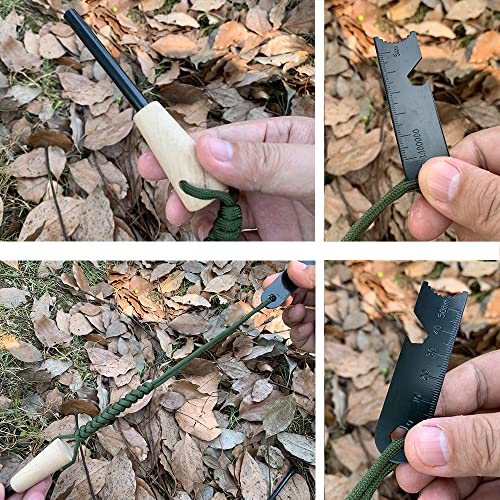 Fire Starter Survival Kit with Large Ferro Rod & Wick Hemp Cord - Green Bag