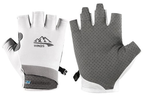 SUJAYU Fingerless Fishing Gloves for Women Men, Half Finger Sun Protection Sailing Gloves for Kayaking Paddling Rowing, Pickleball Gloves Women & Men (White, Medium)