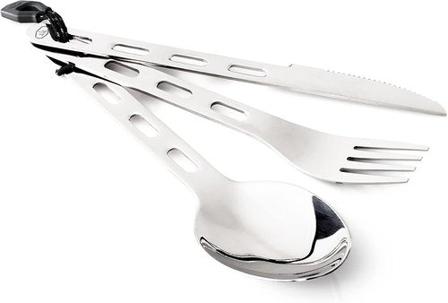 GSI Outdoors Glacier Stainless 3 pc. Cutlery Set for Camping, Backpacking and Travel