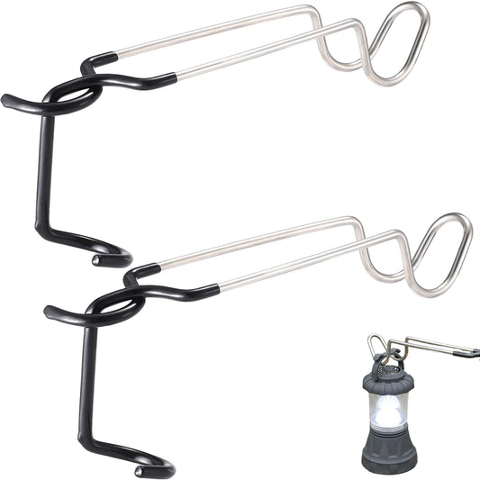 Kuyafenni Outdoor Camping Lantern Hook for Tent lamp Hanger, Bird feeders, Garden Lights, Heavy Duty Outdoor Light Hook - Sturdy and Non Slip Pole Hooks for Yard lightings, Decor, 2 PCS