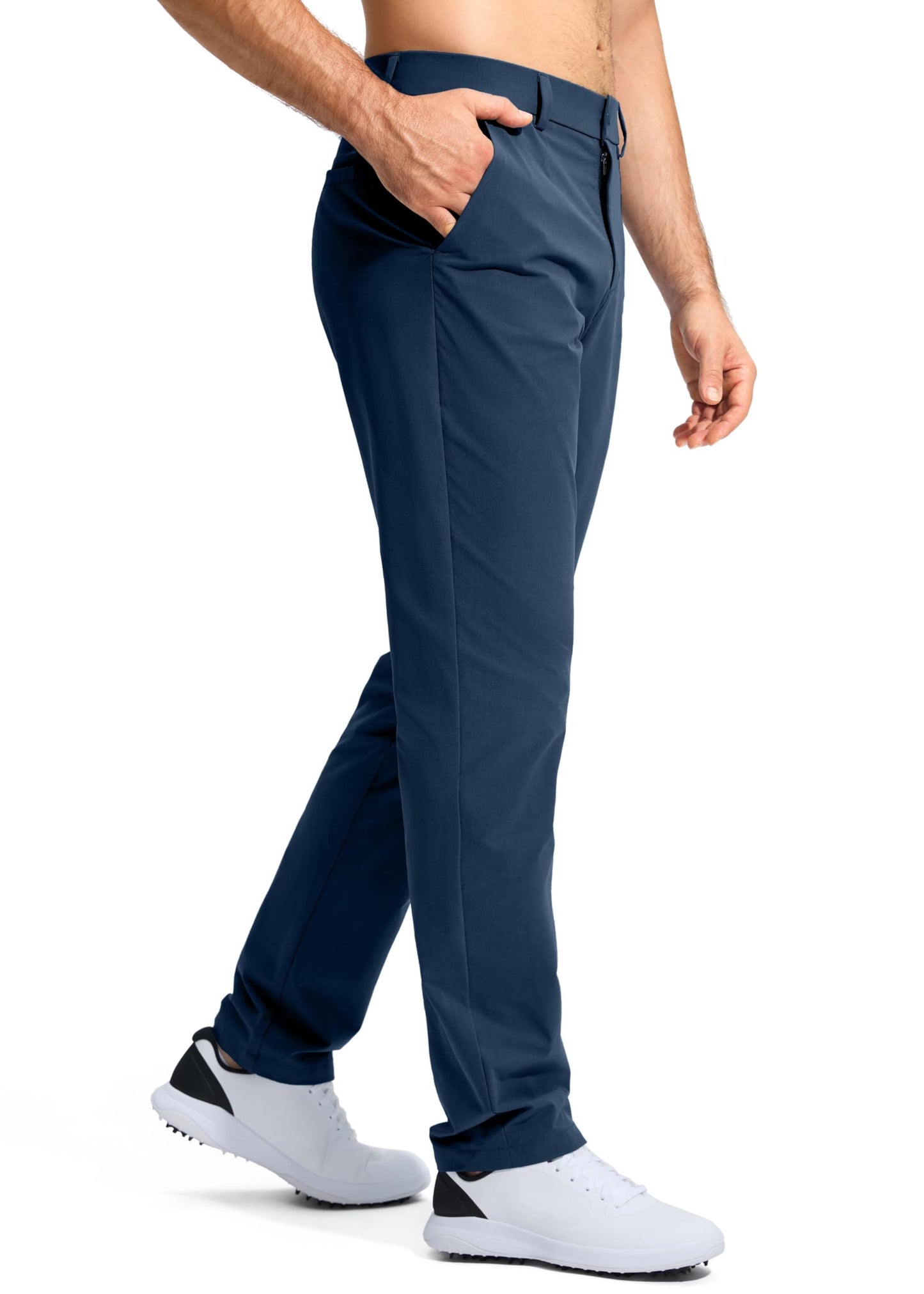 Pudolla Dress Pants for Men Golf Pants Stretch Work Dress Comfy Pants 30 Lightweight Quick Dry Casual Slacks Trousers(Navy 33Wx30L)