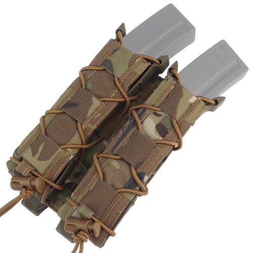 Tactical Double Extended 9mm Mag Pouch,Open Top Quick Pull Long Flashlight Holder Magazine Bag for Vest MOLLE/PALS