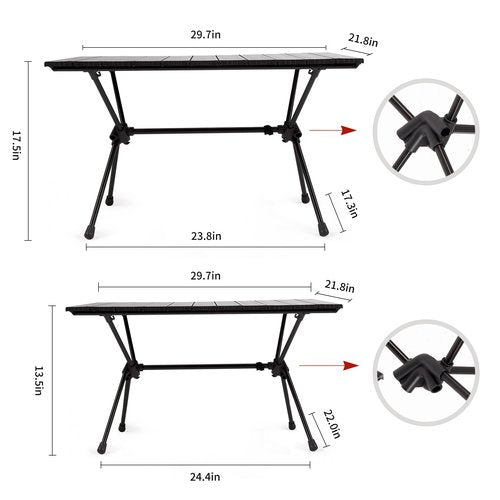 Naturehike FT11 Height Adjustable Camping Table, Ultralight Aluminum Roll Up Table with Carry Bag, Portable Backpacking Camp Table for Hiking Picnic Fishing Beach