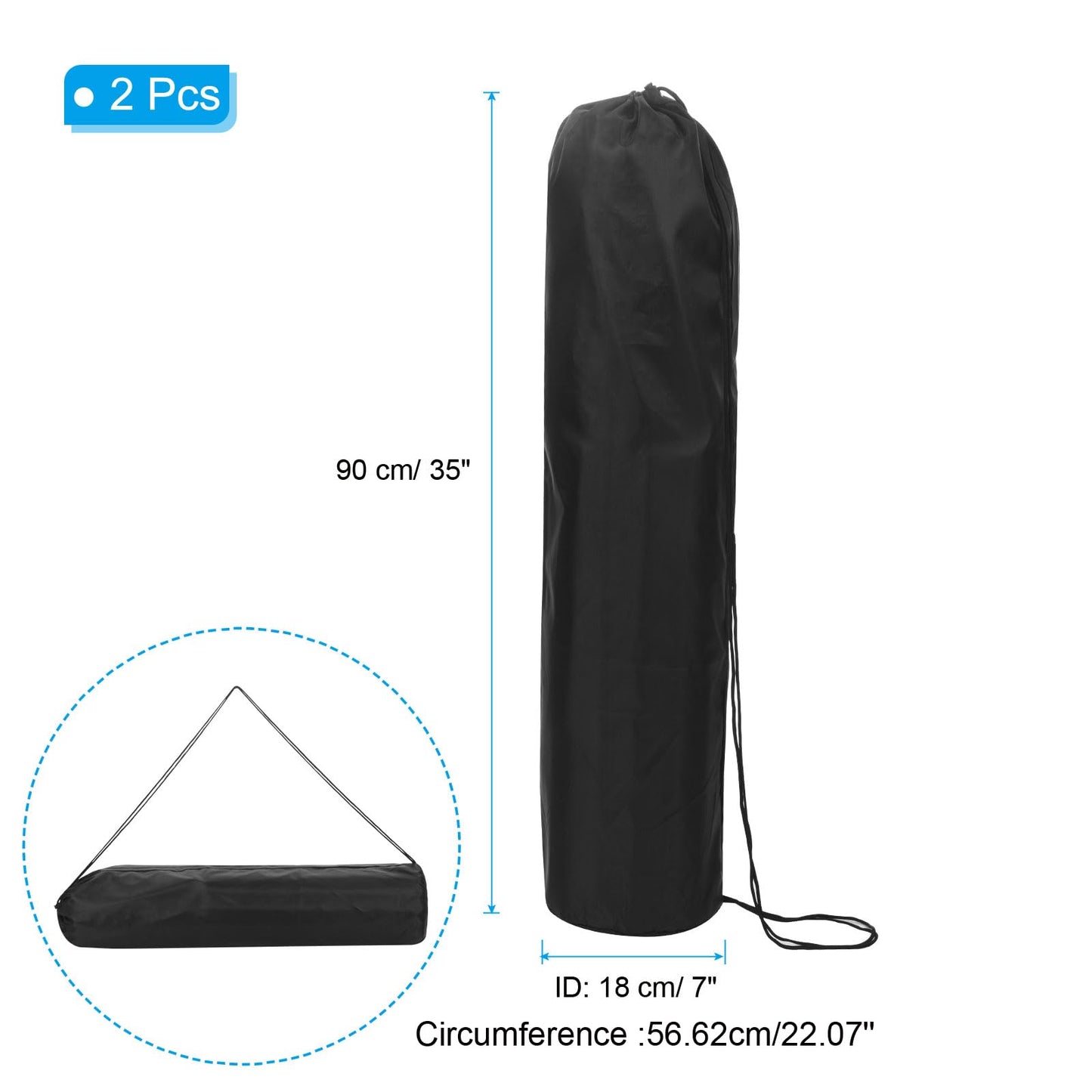 PATIKIL 35 Inch Camp Chair Replacement Bag, 2 Pack Nylon Foldable Carry Bag Storage Bag with Shoulder Strap for Outdoor Camping, Black