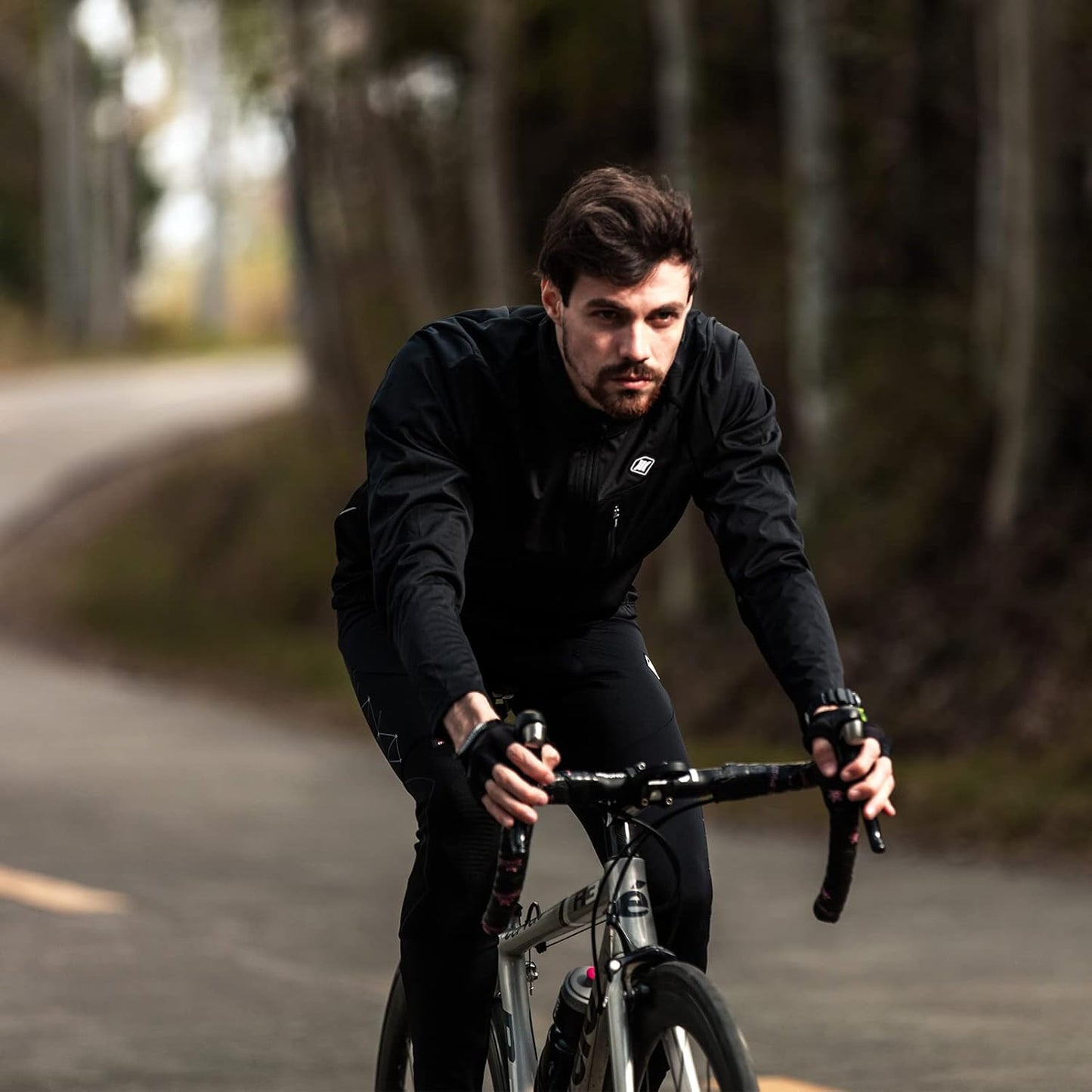 Santic Men's Cycling Bike Winter Jackets Windproof Fleece Thermal Warm UP Running Bike Bicycle Jacket Breathable Windbreaker