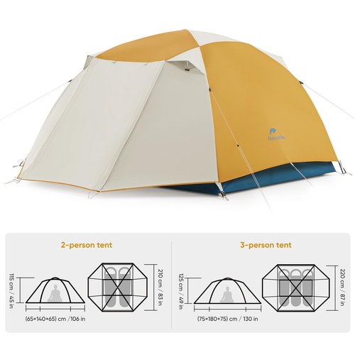 Naturehike Camping Tent, 2/3 Person Double Layer, Instant Easy Setup, Waterproof PU2000mm, 54 MPH Wind Resistance, UPF 50+, Outdoor Tent for Camping, Festivals, Backyard, Sleepovers