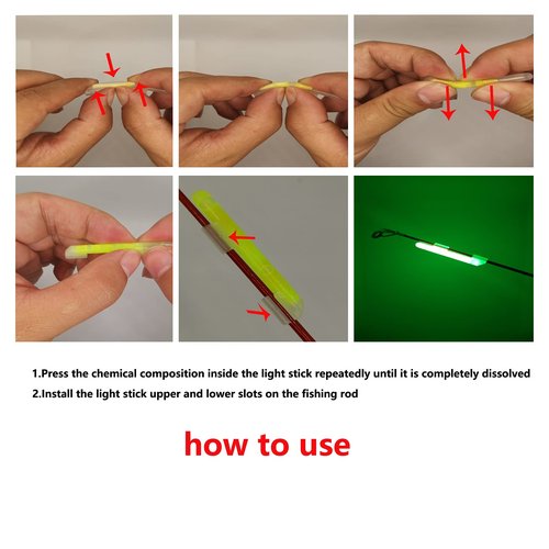 LINGUANG 100PCS Ocean Sun Clip Snap On Fishing Glow Sticks Rod Tips， Pole Light for Catfishing Surf Bank in The Dark XXL