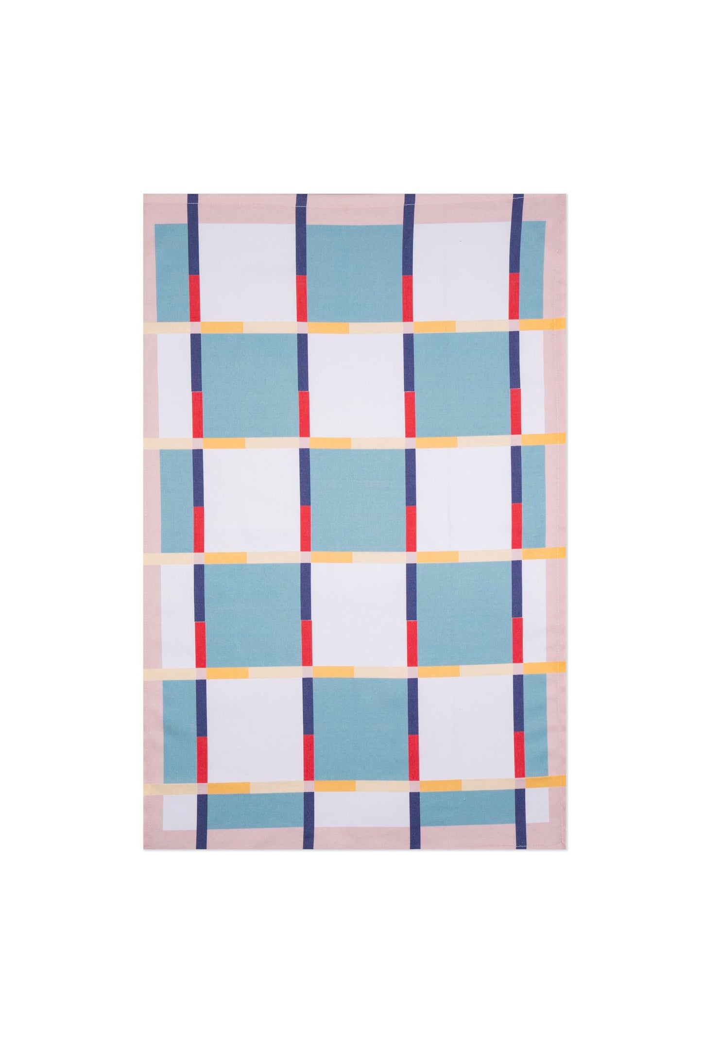 IXORA DECOR 100% Cotton Kitchen Towels Set of 4 | 2 Solid Dyed Waffle Weave Dishcloths & Geometric Digital Print Kitchen & Table Linen Cloth | Super Absorbent Napkins | 50 x 70 Inches