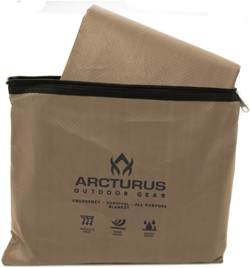 Arcturus Insulated Tarp | Reusable Heavy Duty Thermal Survival Blanket – 60 x 82 inches, Reflects 90% Body Heat, Waterproof, Windproof, 3-Layer Design, Reinforced Grommets, Olive Green