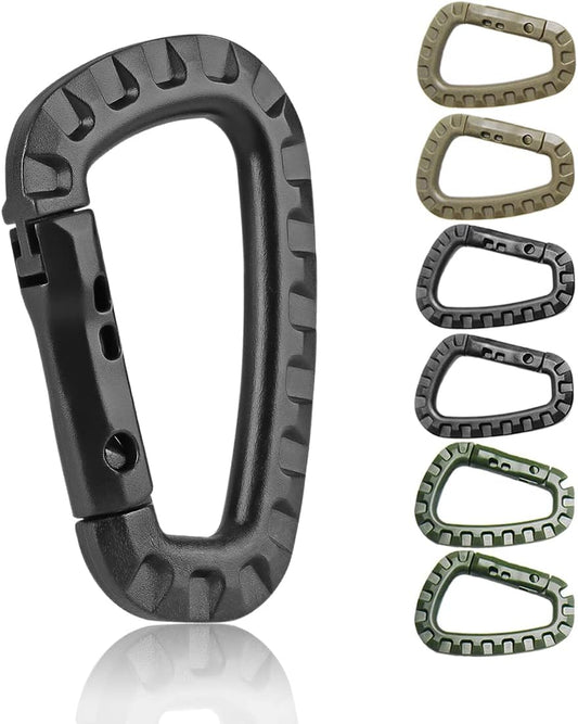 Tactical Gear Clips Plastic Carabiner Keychain Clip D-Rings Spring Snap Hook for Backpack, Molle System, Bag, Key Chain