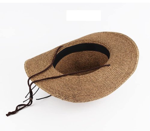 Wide Shapable Brim Straw Cowboy Hat Men Women UV Sun Protection Cowgirl Sun Hats UPF 50+ Holiday Travel Panama Fedora Hat Beach Caps Straw Hat Outdoor Headwear Coffee