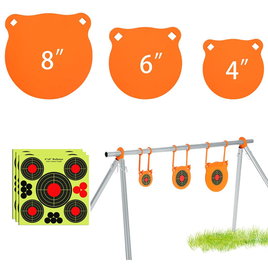 GADFISH AR500 Steel Target Combo Set, 3/8" Gong Target Hanging Kit, Outdoor Hanging Gong Targets with 10 Pcs Paper Targets, Complete AR500 Steel Kit Fit for 1 Inch OD EMT Conduit (Without Metal Tube)