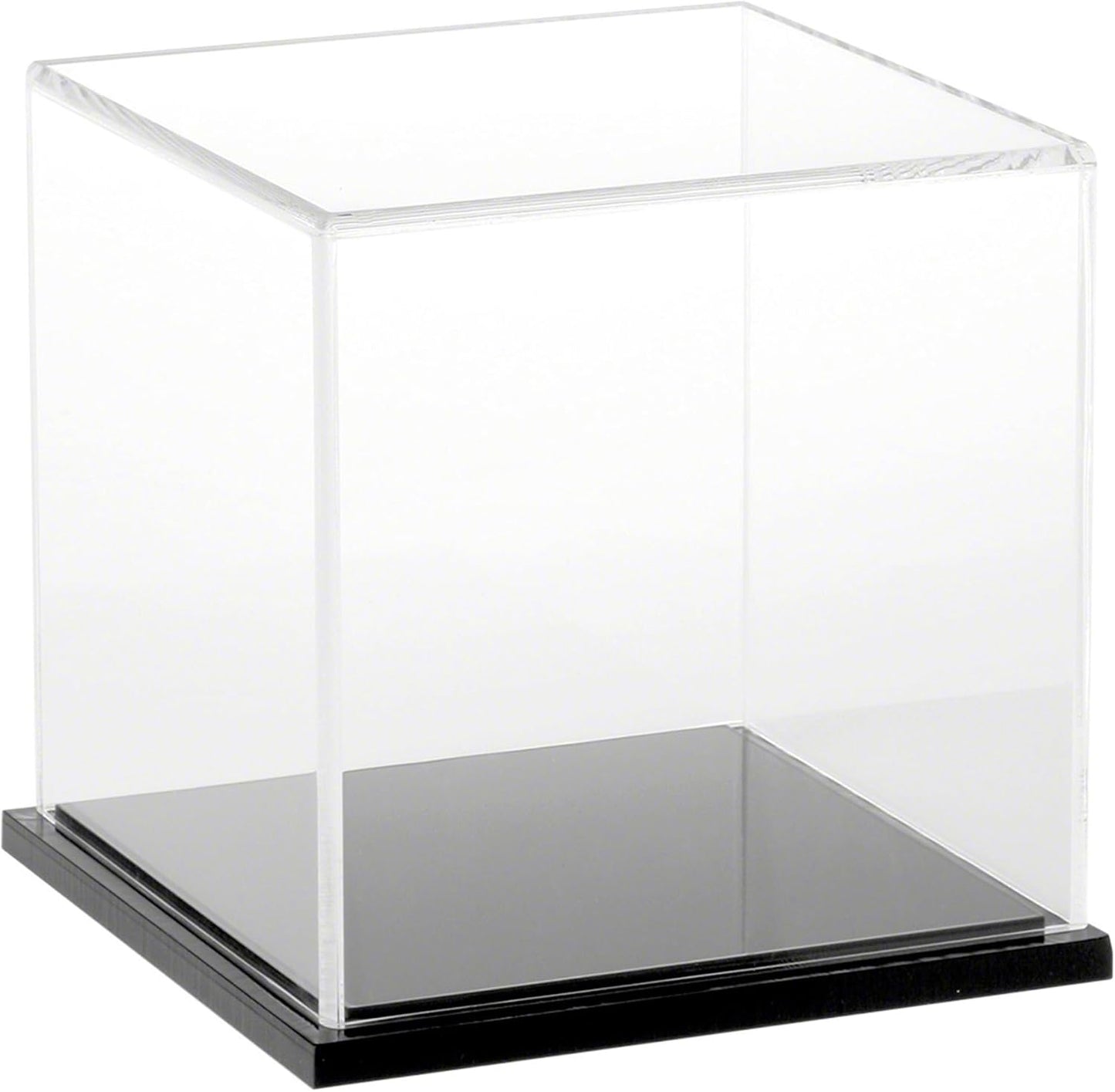 Plymor Clear Acrylic Display Case with Hardwood Base, 6" x 6" x 6"