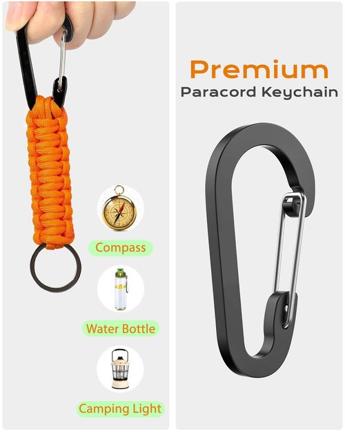 Oythiem Paracord Keychain with Carabiner for Men, Women, Boys, Girls, Hook Keychains with Clip and Aluminum D Ring for Camping, Hiking, Travelling As A Key Organizer for Backpacks, Belt, Car (3 Pack)