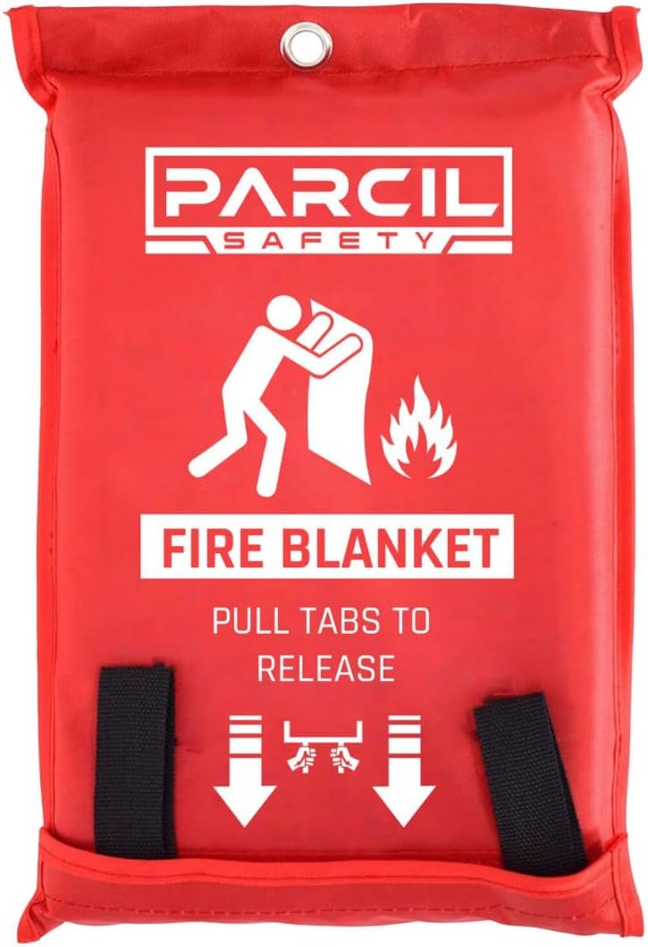 Parcil Safety PD-452 Emergency Fire Blanket (Pack of 2) Car Emergency Kit Fire Extinguisher for Home & Kitchen, Woven Fiberglass Household Essentials, Chemical Free, No Mess, Large