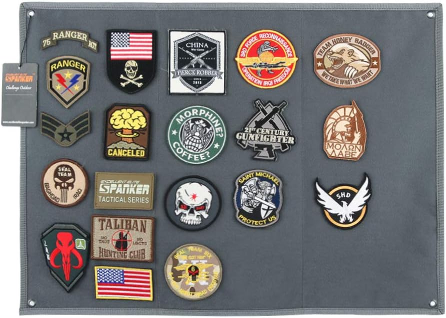 EXCELLENT ELITE SPANKER Tactical Patchs Display Board Foldable Military Patch Holder Panel (Black, S)