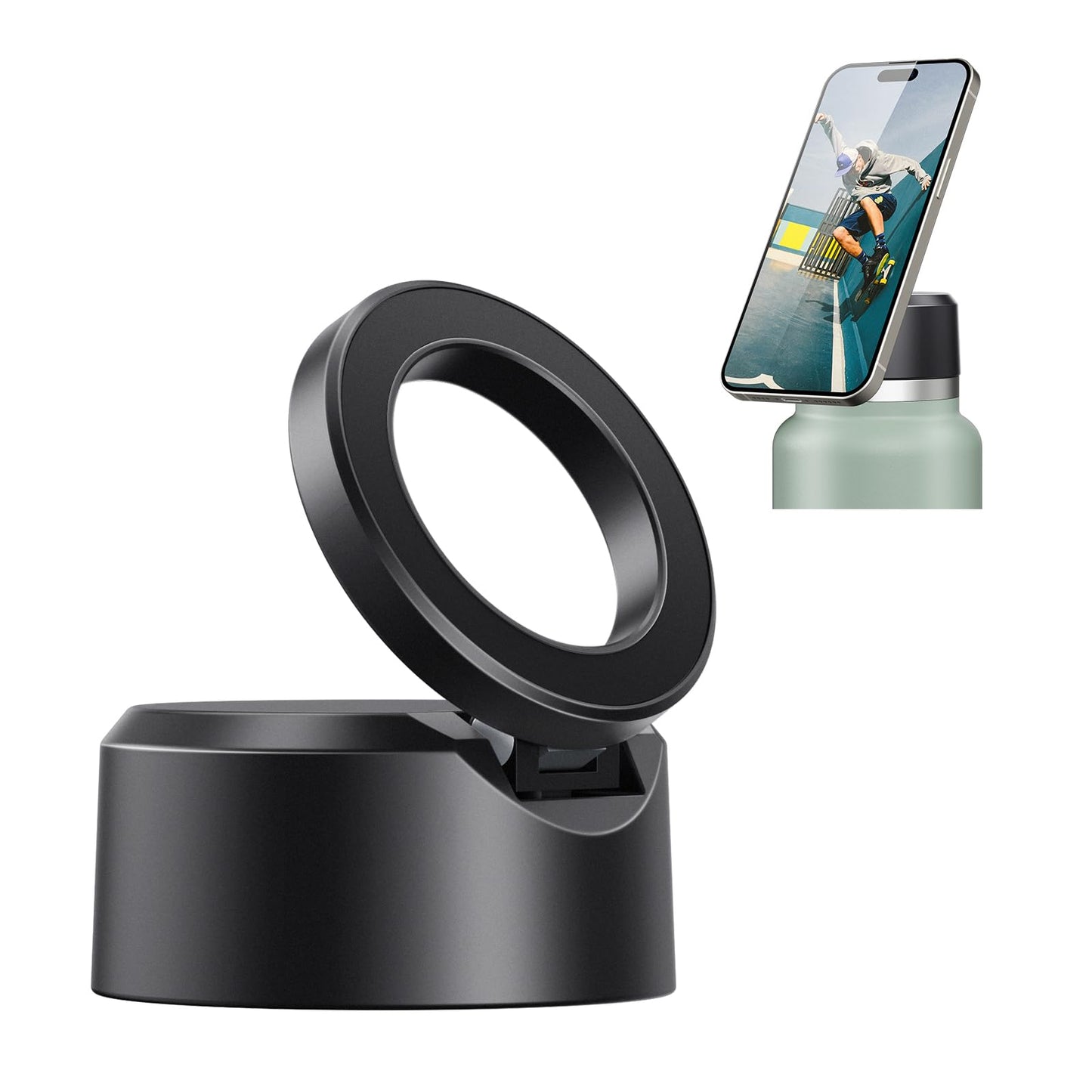 A2C Lid for Hydro Flask Wide Mouth Water Bottles with MagSafe Phone Mount Handle Top, Replacement Lids Compatible with HydroFlask Wide Mouth 12 16 20 32 40 64 OZ, Multi-Purpose Hydroflask Accessories