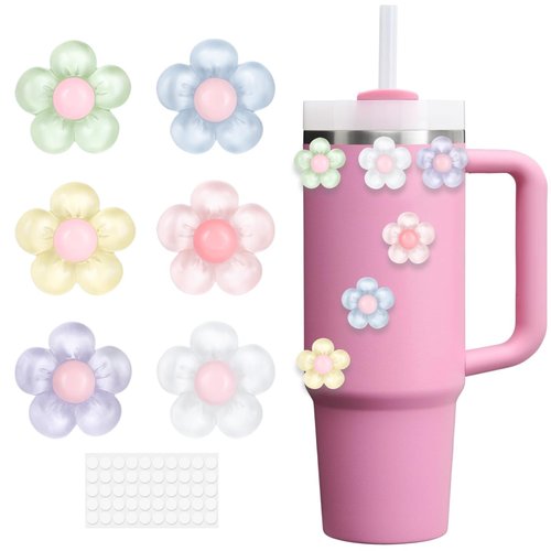 Stickers for Stanley, Stickers for Cups, Decoration for Tumblers, 3D Flower Decals for Tumbler, Waterproof Aesthetic Flowers Decorations for Stanley Cup Accessories 40 oz 30 oz 20 oz