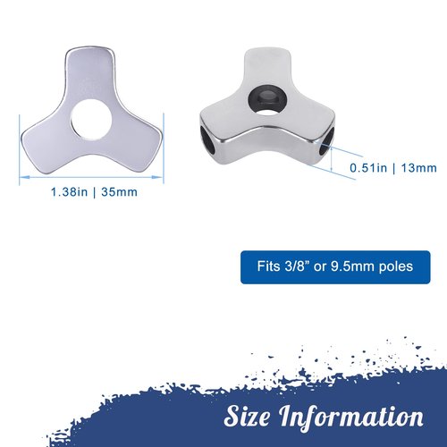 BRILLIANCE4U Tent Pole Connectors 3 Way, Tent Poles Hub, Aluminum Tent Parts for 9.5mm 3/8 in Aluminum Tent Poles 3 Pack