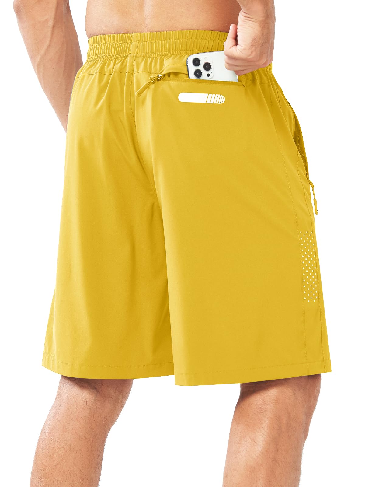 NORTHYARD Men's Athletic Running Shorts Gym Workout 7"/9"/5" Quick Dry Lightweight Sports Basketball Tennis 3 Zipper Pockets YELLOW-9inch 2XL