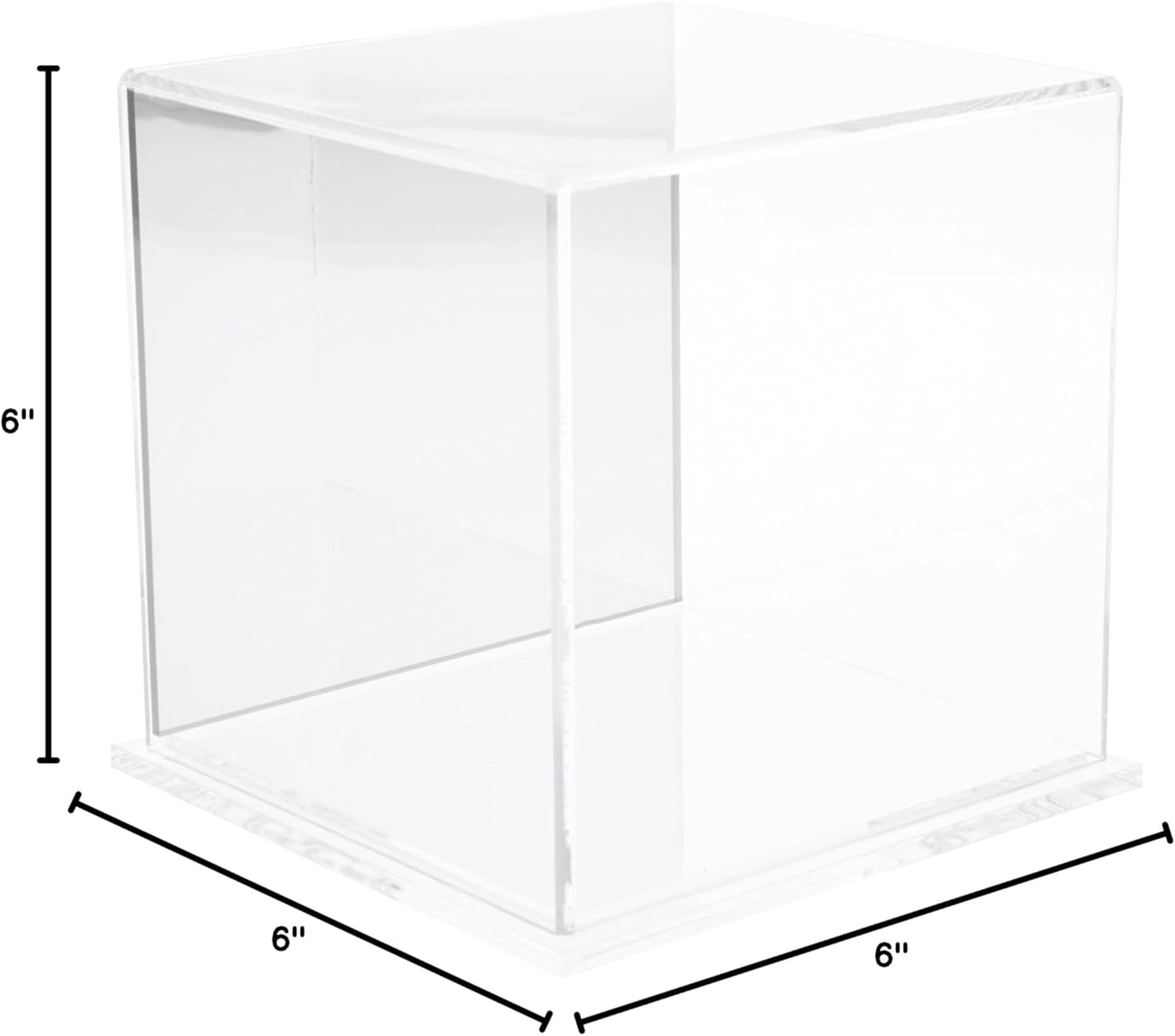 Plymor Clear Acrylic Display Case with Hardwood Base, 6" x 6" x 6"