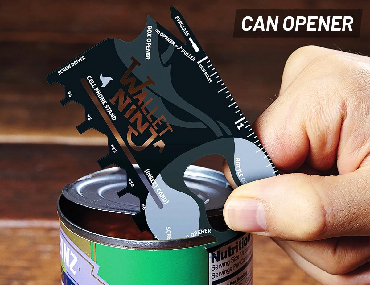 Wallet Ninja 18-in-1 Multitool Card – Versatile Credit Card Tool with Bottle Opener, Screwdrivers & Phone Stand – Black