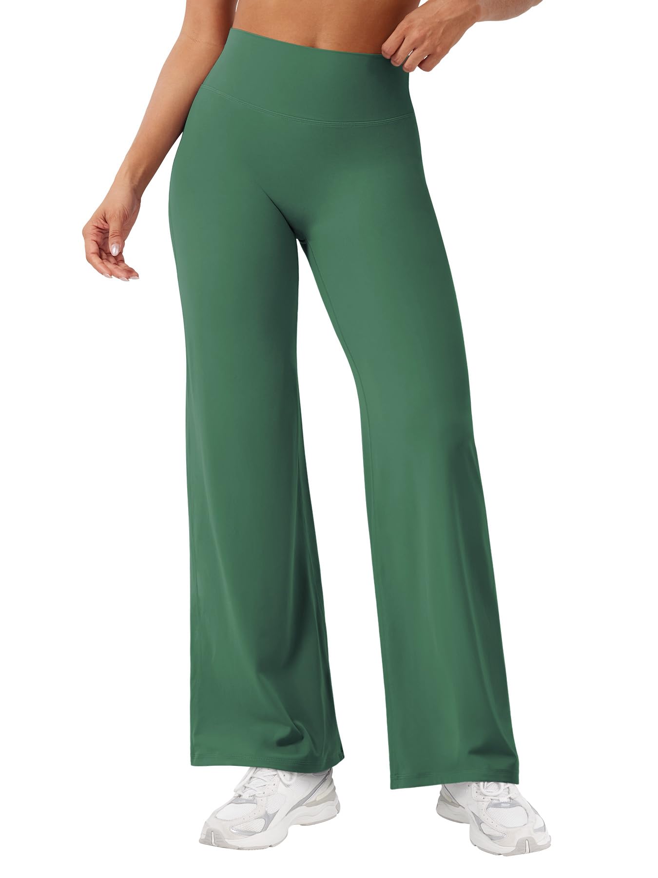 YEOREO Workout Leggings Womens No Front Seam Straight Leggings 29" High Waist Buttery Eddiy Gym Yoga Pants Dark Green XS
