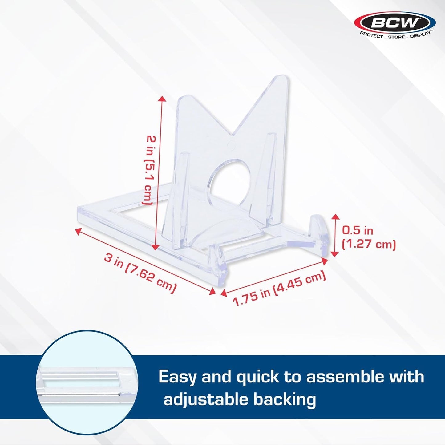 BCW 2-Piece Card Display Stands | Showcase Top Loaders, Magnetics, Screwdowns |Trading Card Display| Card Display Stand | Card Stand | Semi Rigid Card Holder Stand (20 Pack)