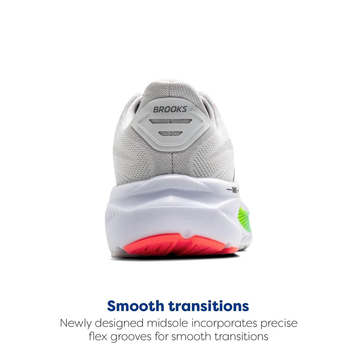 Brooks Men’s Ghost 17 Neutral Running Shoe - White/Pink Clay/Gecko - 15 Wide