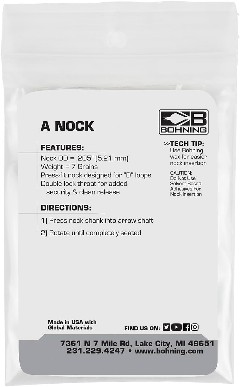 Bohning A Nock, for .204 Shafts (Small, X-Nocks, 5mm) 12 Pack, Tangerine