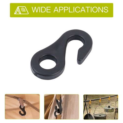 BRILLIANCE4U S-Shape Plastic Tent Hook Clips 20 Pack Combo, Shock Cord Hooks, Guy Line Attachments, Tent Part Accessories
