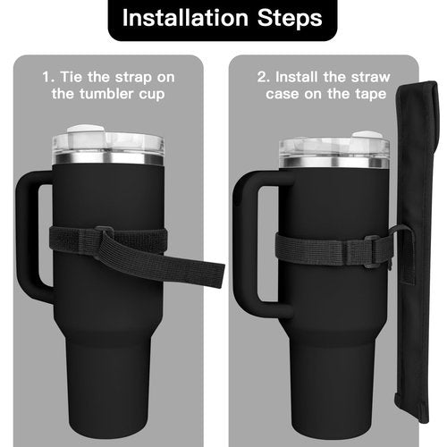 Xxerciz Straw Carrying Case for Stanley Cup Accessories, Nylon Straws Pouch Dustproof and Waterproof for Tumbler Straw, Portable and Easy to Install, Universal Straw Bag for Stanley Tumbler (Black)