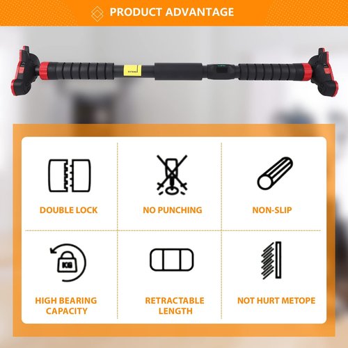 Pull Up Bar for Doorway, Strength Training Pull-up Bars, No Screws, No Installation Required, Max Load 440 LBS Chin Up Bar with Level Meter and Adjustable Width for Home Gym