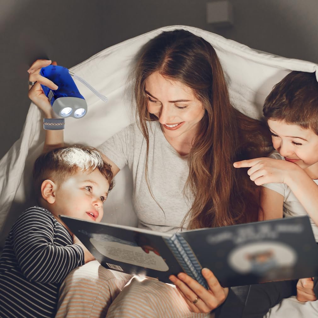 Hand Crank Emergency Flashlights - 4 Pack LED for Camping, Home & Car