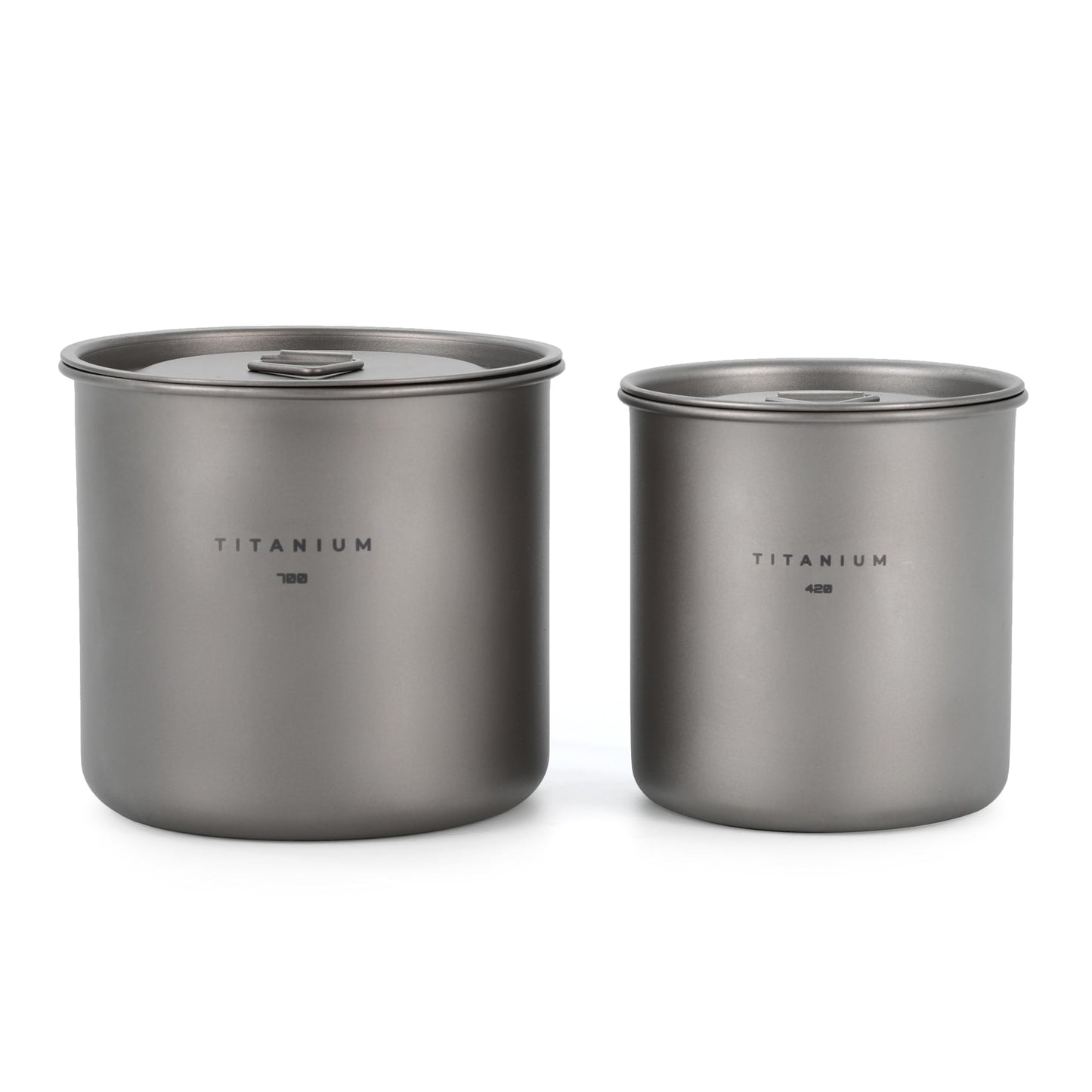 ArctikFox TITANIUM Cup 14 fl oz (420ml) w/Lid and handles - Ultralight Camping Pot, Portable Drinkware, Travel Coffee Mug