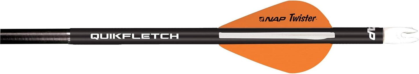 New Archery Products Quikfletch Twister 2" 3-Vane Stabilizing Fletching for Increased Accuracy of Compound Bow Arrows & Crossbow Bolts - 6 Pack