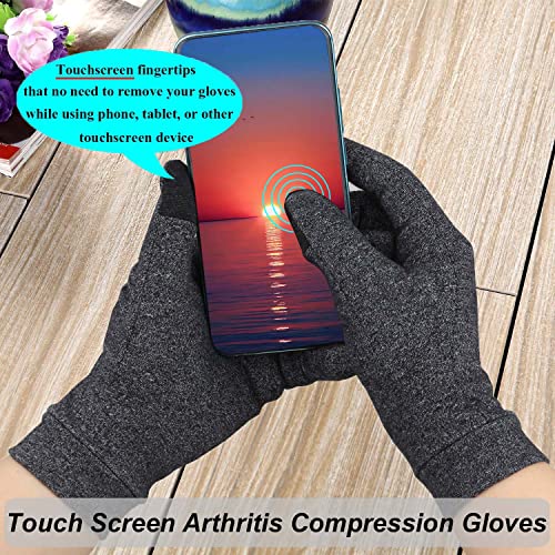 Happymart Full Finger Black Arthritis Compression Gloves for Pain Relief Large