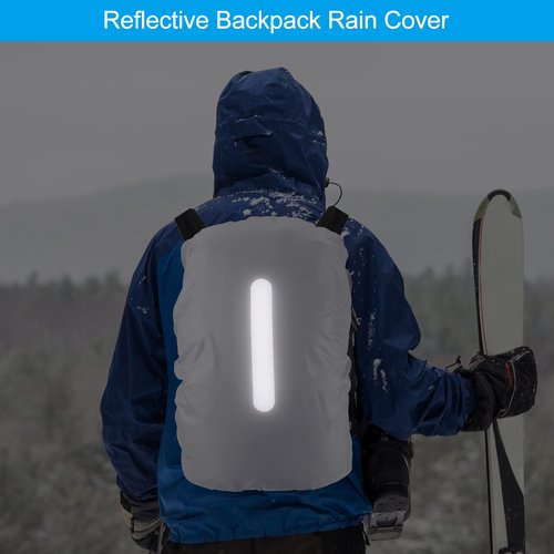 PATIKIL 15-25L Waterproof Backpack Rain Cover, 2 Pack Non-Slip Backpack Cover with Vertical Reflective Strap Stay Dry for Hiking, Camping, Hunting, XS, Silver Tone