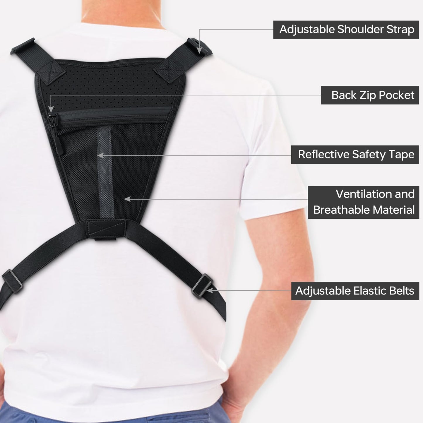 GEMIU Outdoor Sports Chest Bag for Men, Tactical Inspired Sports Utility Chest Pack Large Capacity Lightweight Front Running Vest for Men With Built-In Phone Holder EDC Bag for Hiking,Cycling