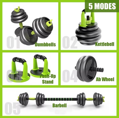 NEW Adjustable Dumbbells/Barbell/Kettlebell/Push-Up Stand - Upgraded with Ab Wheel - 22lb/33lb/44lb/66lb/88lb, 10kg/15kg/20kg/30kg/40kg - Home Gym Equipment for Men and Women (88, Pounds)