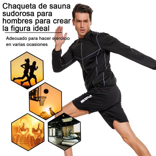 LAZAWG Men Sauna Suit Sweat Jackets Long Sleeve Zipper Shirt for Gym Workout Top