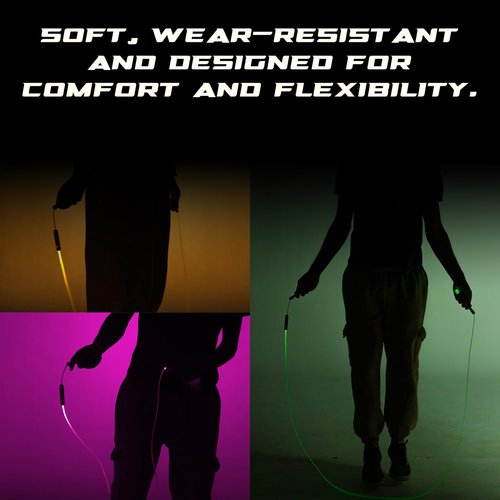 Elite Jumps - Light Show LED Jump Rope - For Kids & Adults - Durable & Lightweight - Adjustable Length & USB Rechargeable - Tangle-Free Jumping Rope for Fun & Exercise - 6 Vibrant Colors - Single LED