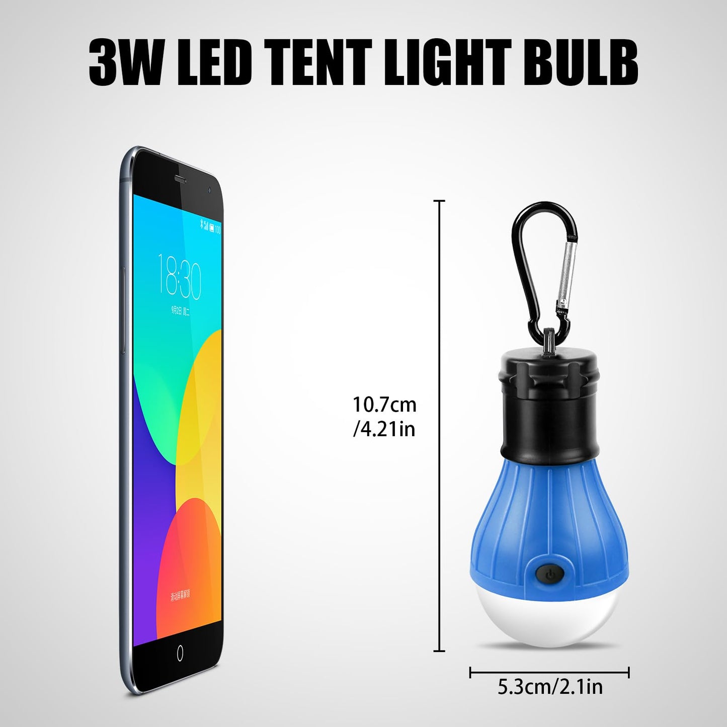 EXTRASTAR LED Camping Lantern, 3 Lighting Modes, Hanging Tent Light Bulbs with Clip Hook, Camping Essentials, Ideal for Hiking, Hurricane, Storms, Outages, Battery Powered, 4 Packs