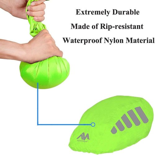 ayamaya Bike Helmet Cover with Reflective Strip, High Visibility Waterproof Cycling Bicycle Helmet Rain Cover Windproof Dustproof Breathable Road Bicycle Helmet Water Cover Ride Gear