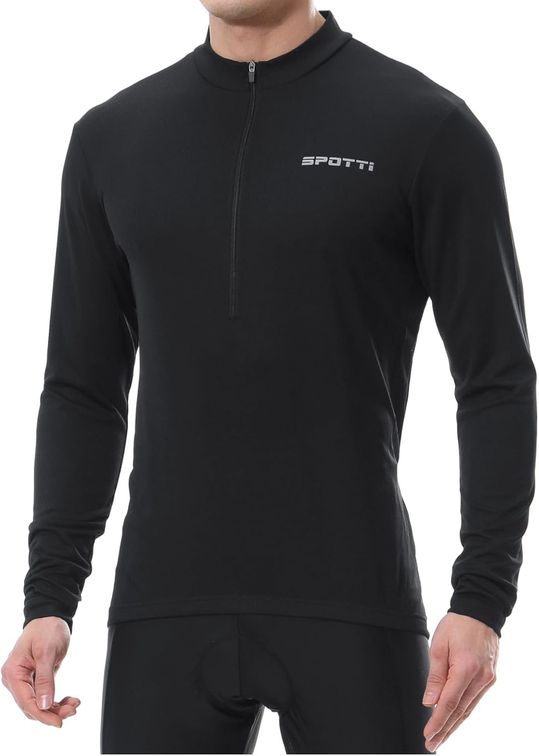 Spotti Men's Cycling Bike Jersey Long Sleeve with 3 Rear Pockets - Moisture Wicking, Breathable, Quick Dry Biking Shirt